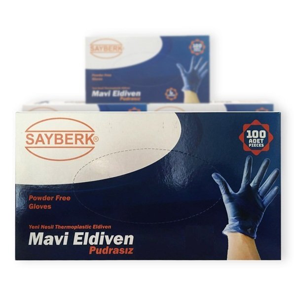 Yeni Nesil Hibrit Pudrasız Mavi Eldiven ( S ) 2400 Adet