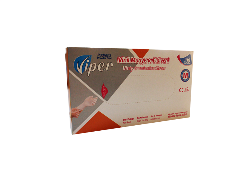 Vinil Şeffaf Muayene Eldiveni Pudrasız ( M ) 100 Adet
