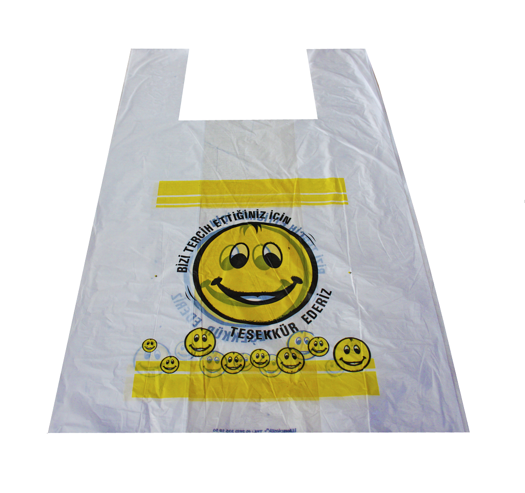 Gülen Yüz Baskılı Poşet Orta Boy ( 10 Paket   )