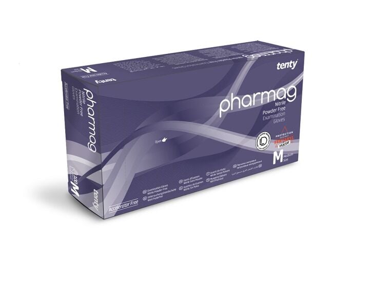 Tenty Pharmag Pudrasız Lila Nitril Medikal Muayene Eldiveni 100 Adet