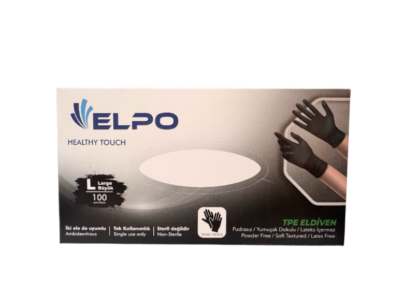 Yeni Nesil Hibrit Pudrasız Siyah Eldiven (L) 2000 Adet