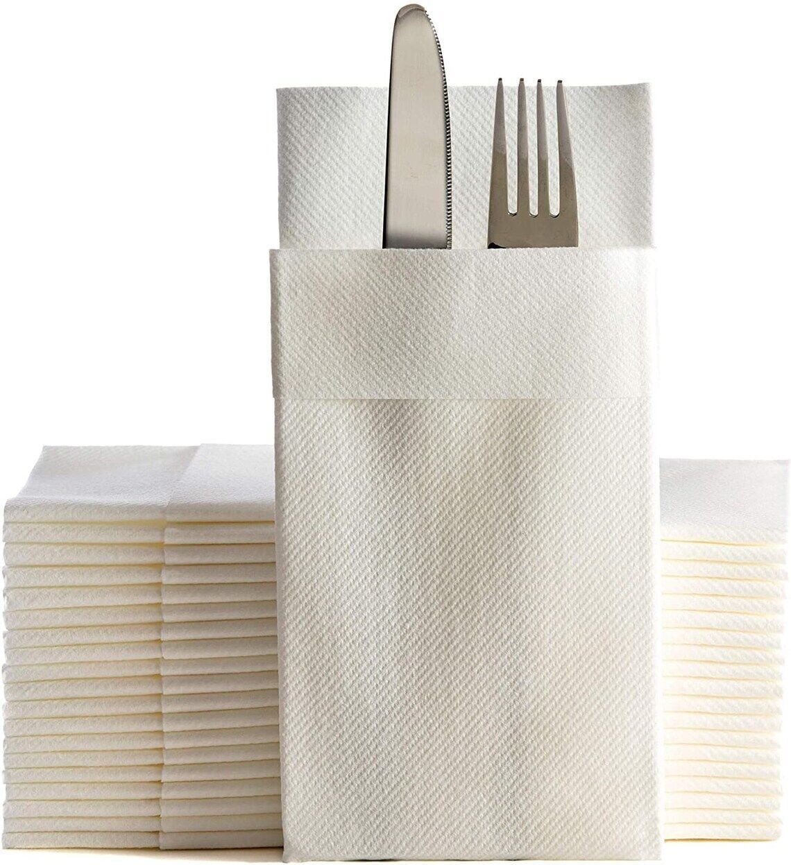 Airlaid Peçete Cepli 40x40 Beyaz (50'li Paket)
