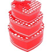 Kalpli Puantiyeli Hediye Kutu 3'lü Kırmızı