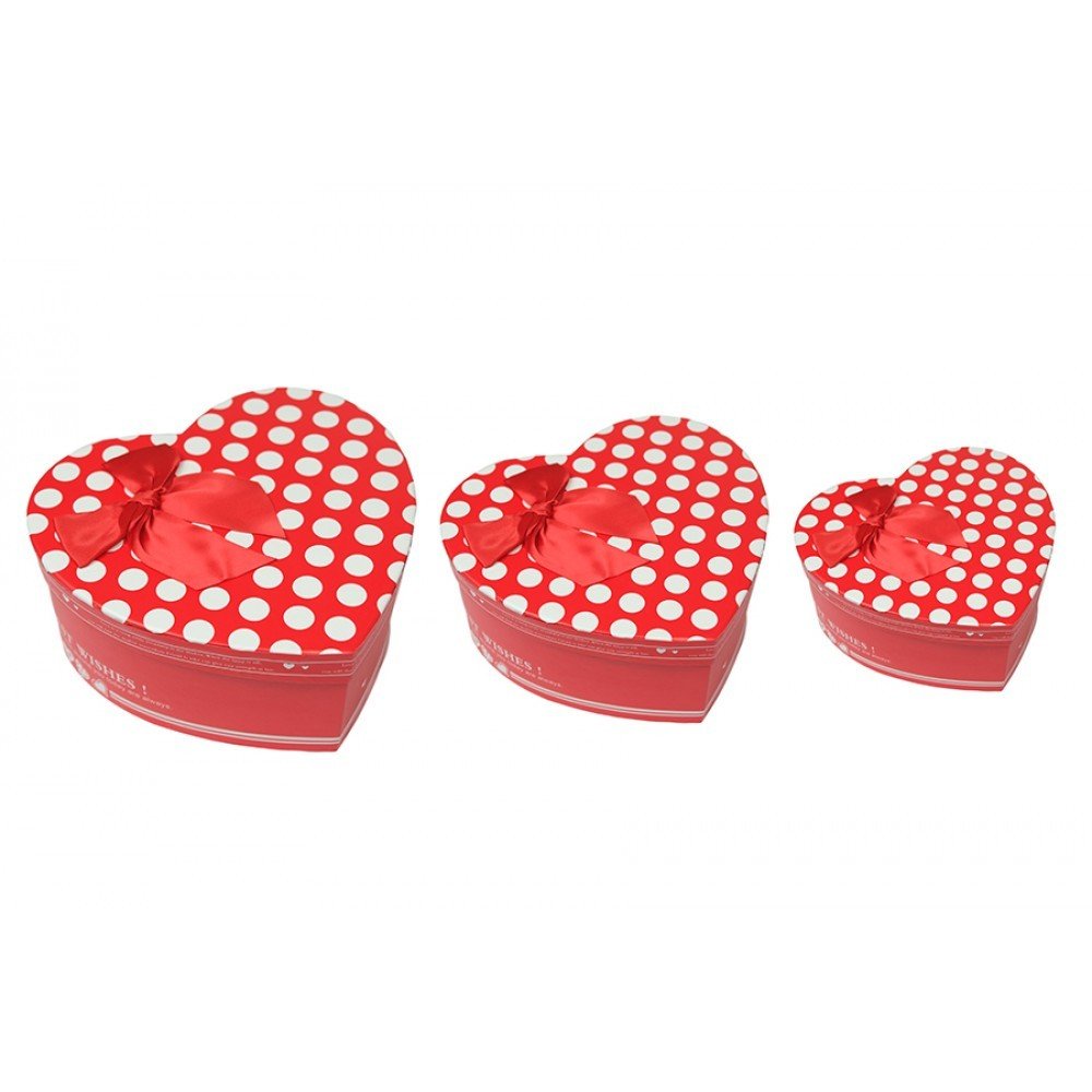 Kalpli Puantiyeli Hediye Kutu 3'lü Kırmızı