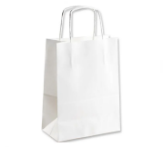 Büküm Saplı Kağıt Çanta Beyaz 31x41x12 cm ( 25 Adet )