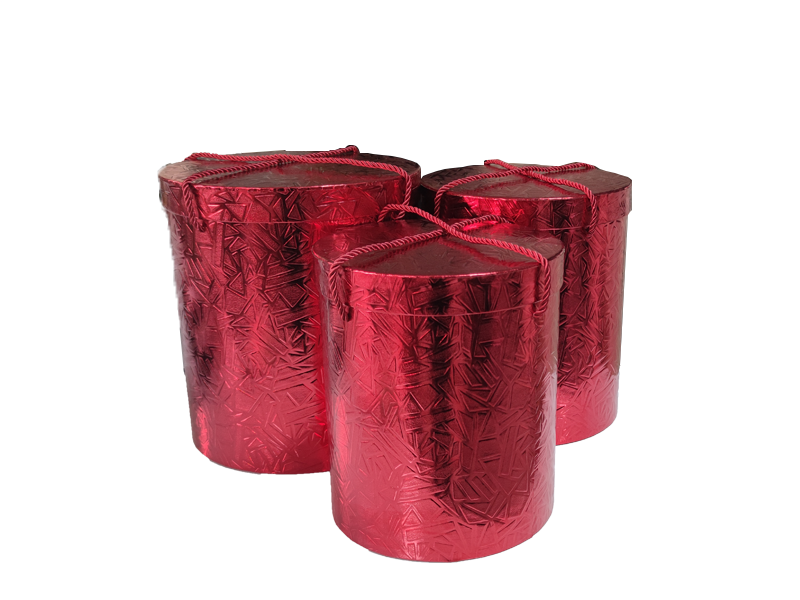 Silindir Hediye Kutu 3'lü Kırmızı