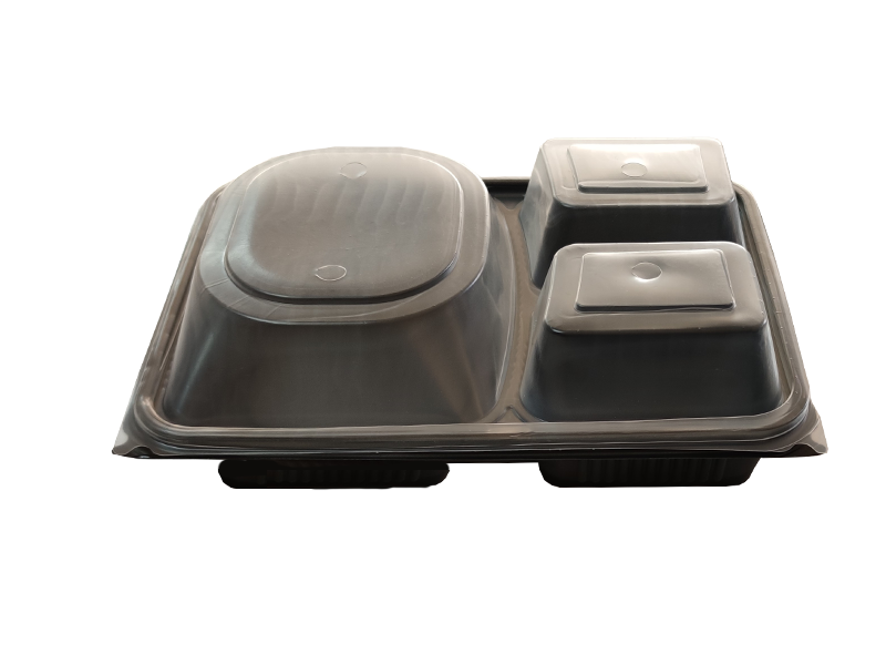 3 Bölmeli Hamburger Kabı Set - V411 ( 400 Adet )