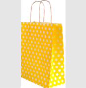 Büküm Saplı Kağıt Çanta Puantiyeli 22x28x10 cm ( 100 Adet ) Sarı