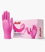 Beybi Pudrasız Pembe Nitril Medikal Muayene Eldiveni 100 Adet Orta (M)