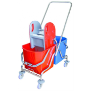 Lüks Çift Kovalı Temizlik Arabası Krom ( 2 Adet )