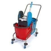 Lüks Çift Kovalı Temizlik Arabası Krom ( 2 Adet )