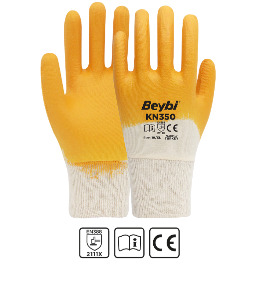 KN-350 İş Eldiveni Nitril Kaplama Pamuk ( 12 Çift )