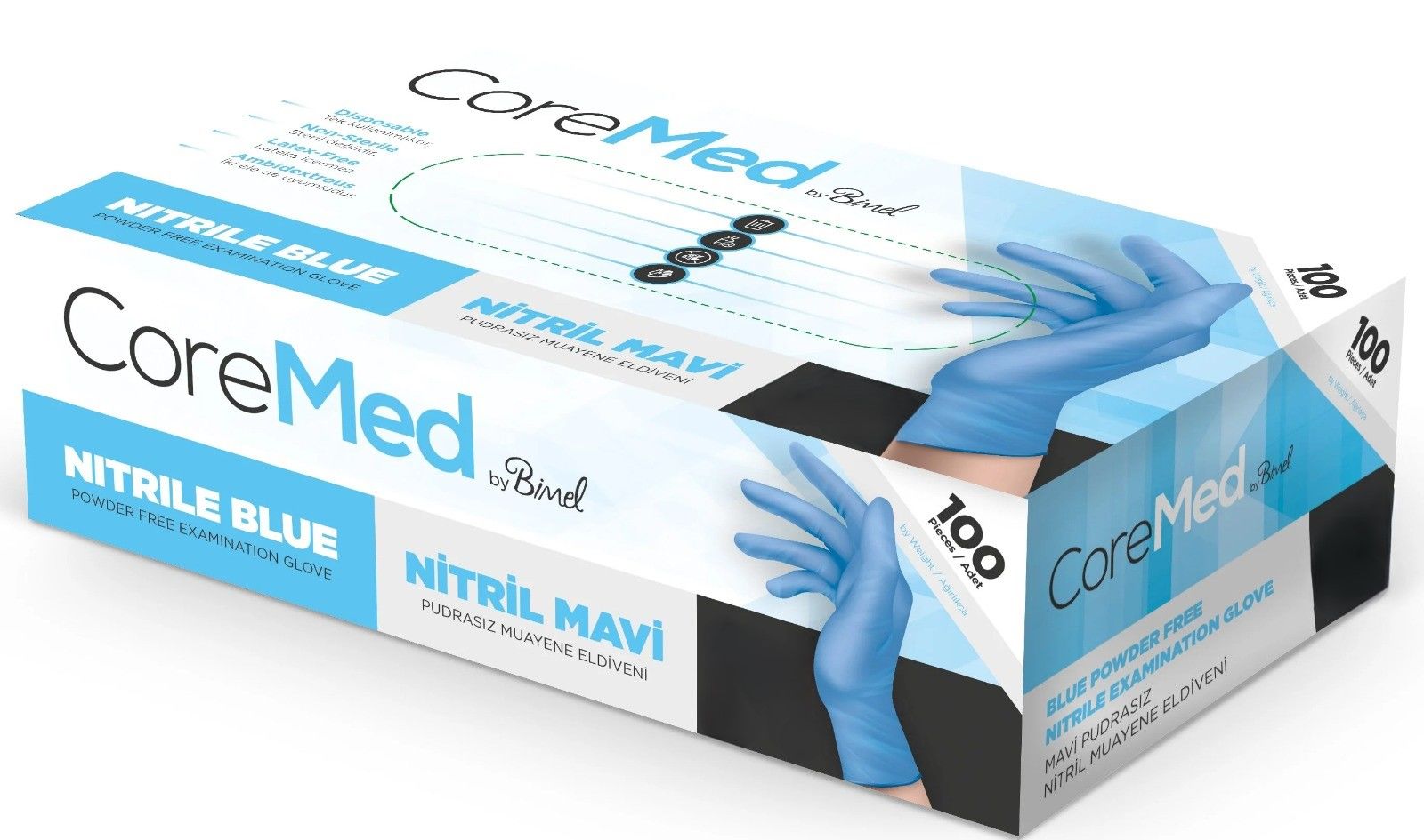 Pudrasız Mavi Nitril Muayene Eldiveni KOLİ (20 Kutu)