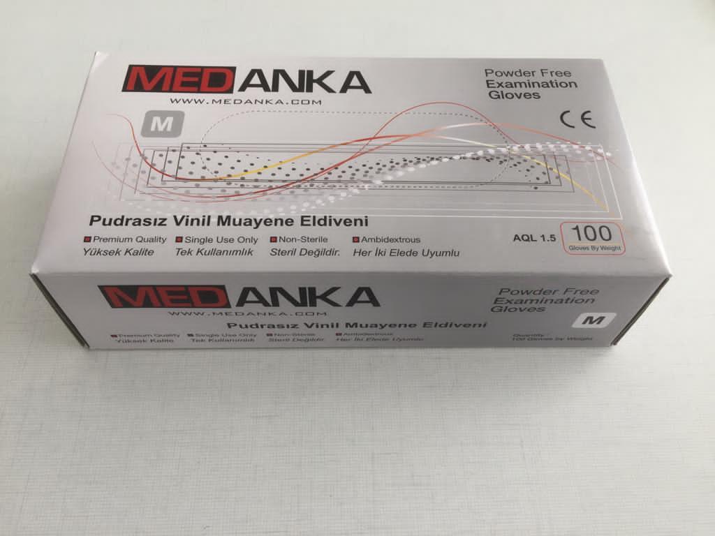 Vinil Şeffaf Muayene Eldiveni Pudrasız ( M )