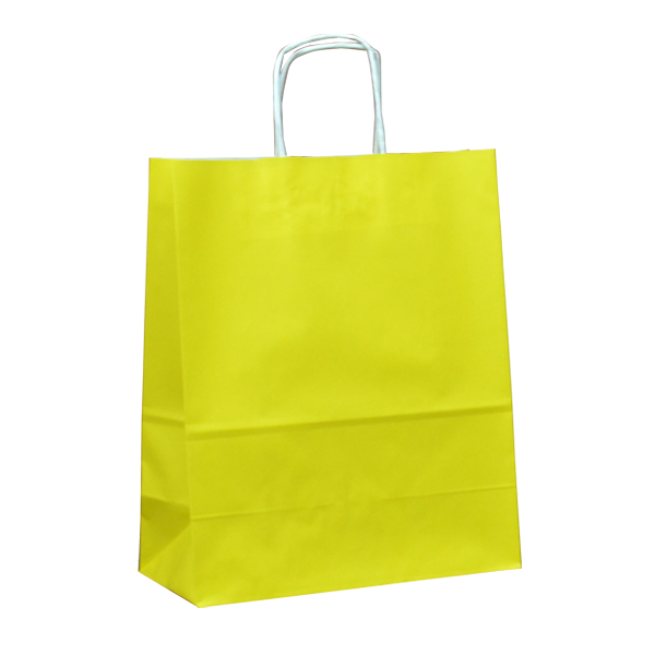 Büküm Saplı Kağıt Çanta Renkli 22x28x10 cm ( 100 Adet ) Sarı