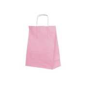 Büküm Saplı Kağıt Çanta Renkli 22x28x10 cm ( 100 Adet ) Pembe