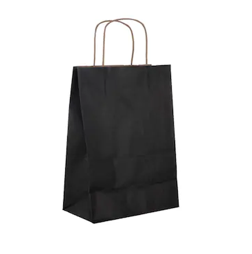 Büküm Saplı Kağıt Çanta Renkli 32x40x12 cm ( 100 Adet ) Siyah