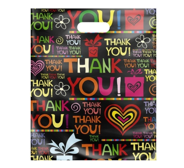 26x38 Çok Renkli Takviyeli Poşet 2 NO (1000 Adet) Thank You