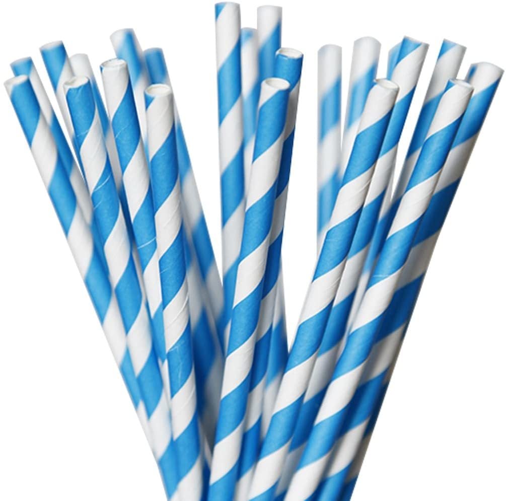 Kağıt Pipet Mavi Beyaz ( 24 lü x 50 Paket )